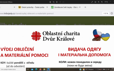 Výdej oblečení a materiální pomoci